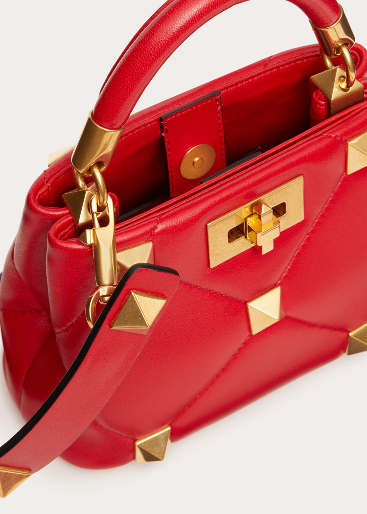 Valentino Roman Stud Tote Bag In Red