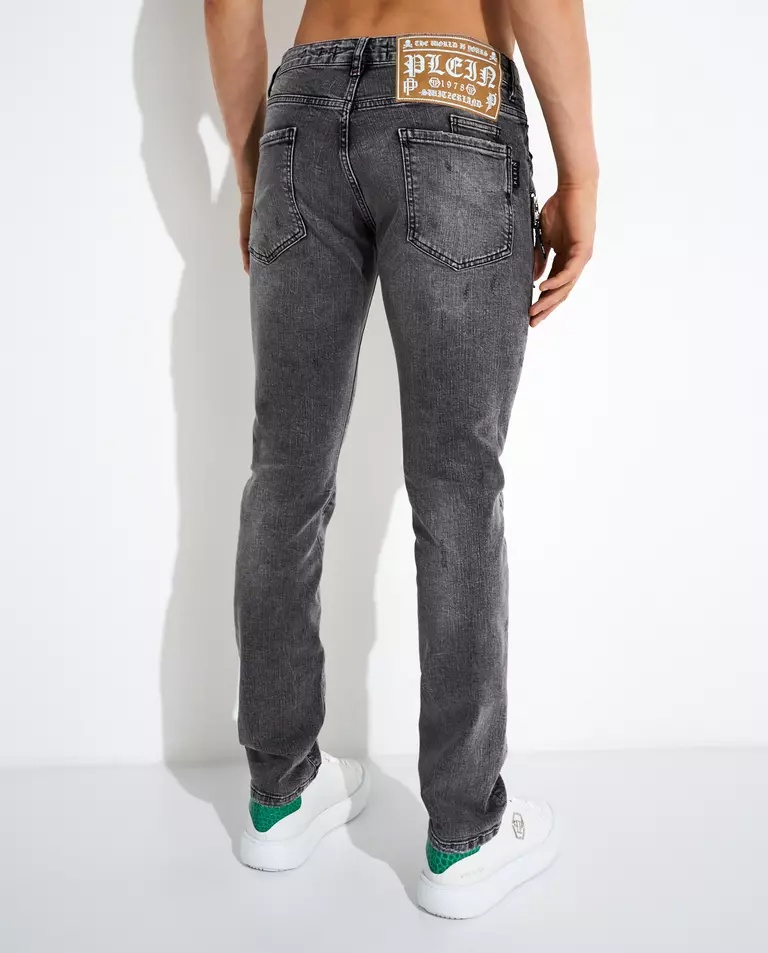 Philipp Plein Belt Loop Jeans In Gray