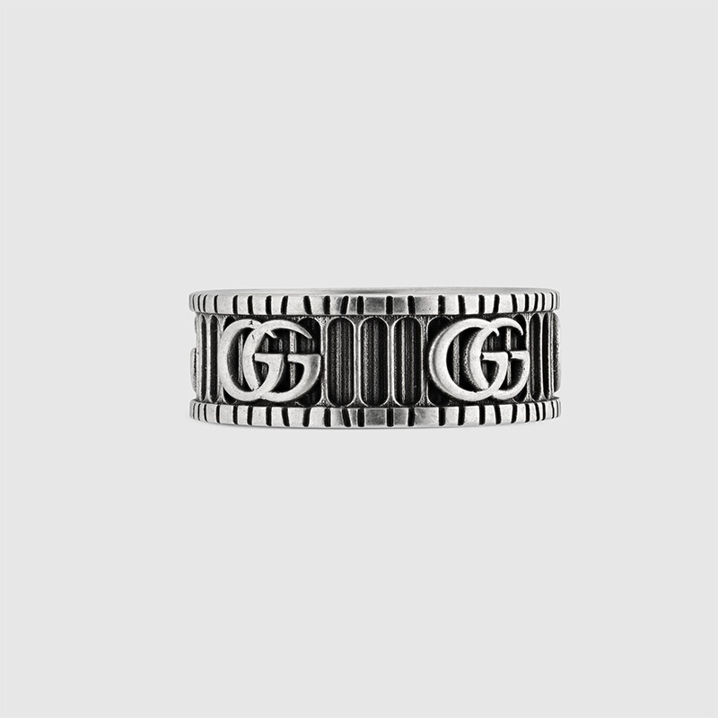Gucci Double G Sterling Silver Ring In Gray