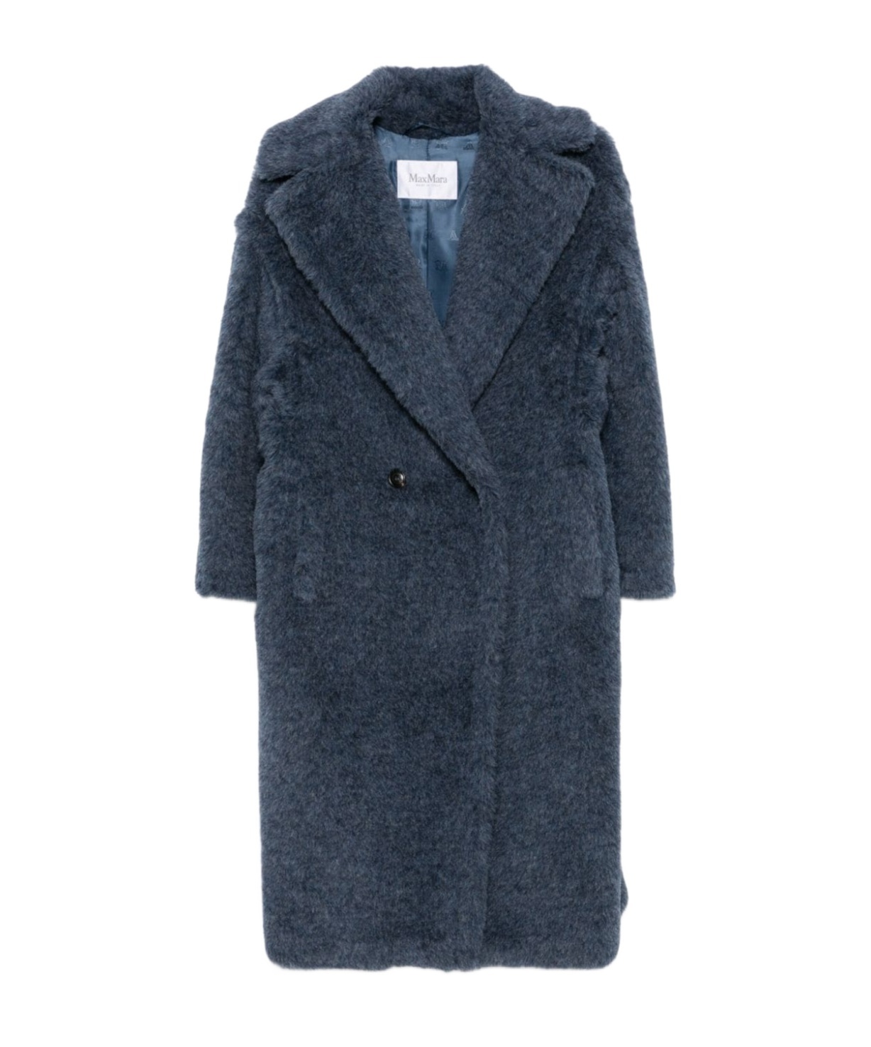 Max Mara Lapel Long-sleeved Coat In Blue
