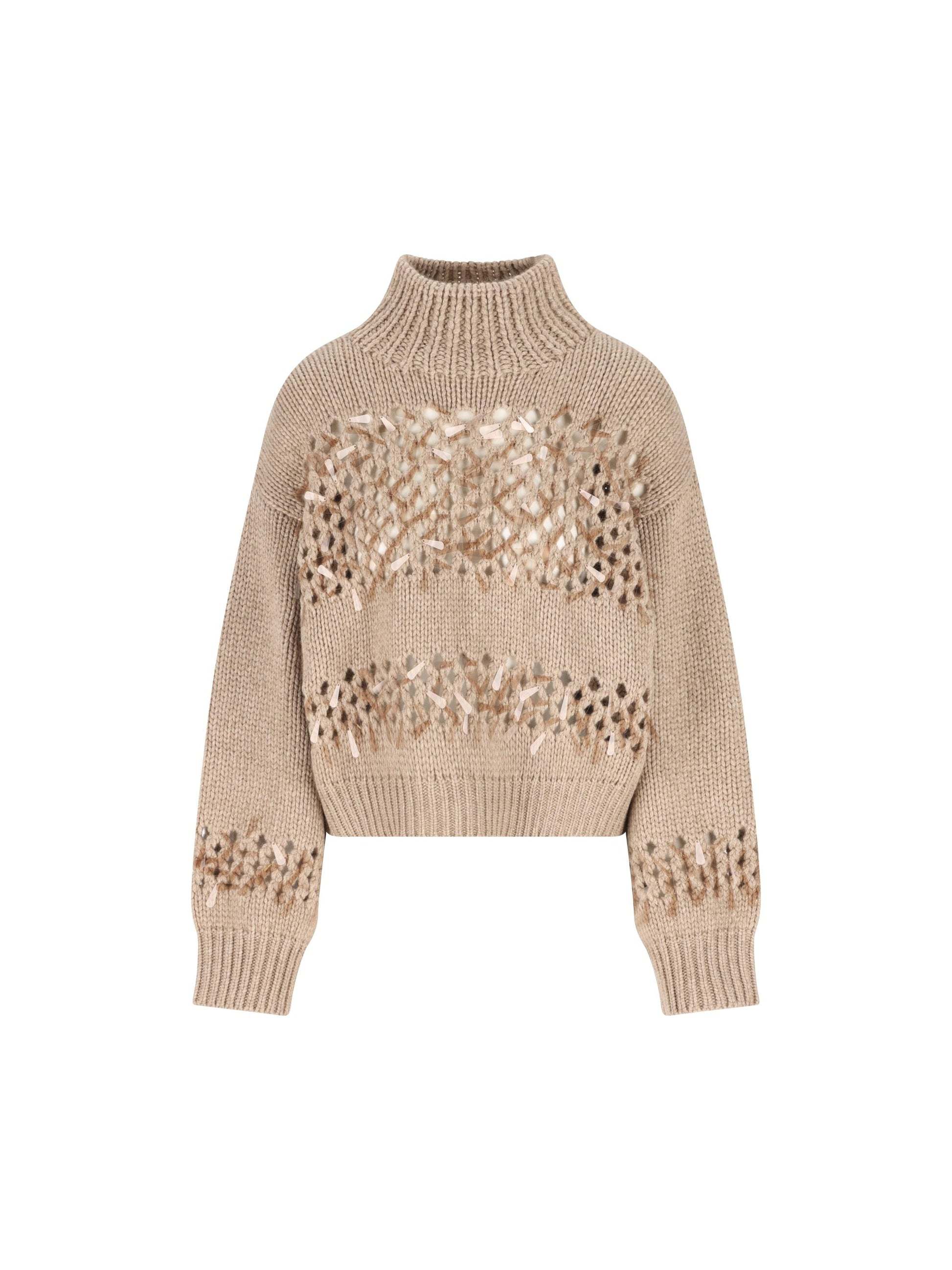 Brunello Cucinelli Openwork Ribbed Sweater In Neutral