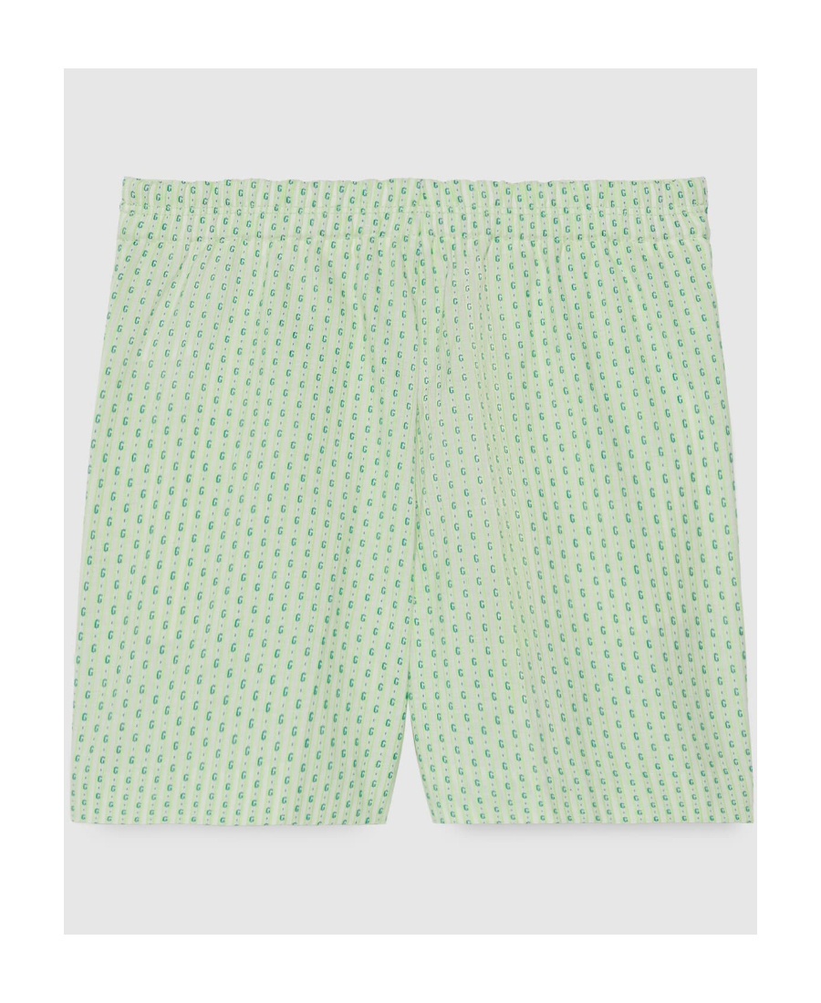Gucci Gg Intarsia-knit Cotton Shorts In Green
