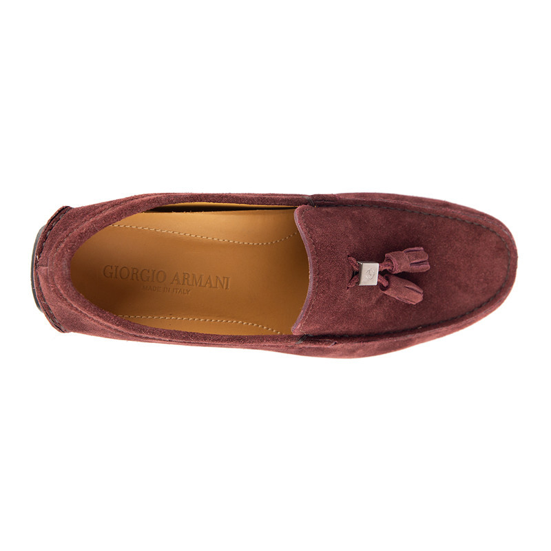 Giorgio Armani Logo Tassel Business Casual Shoes In Red