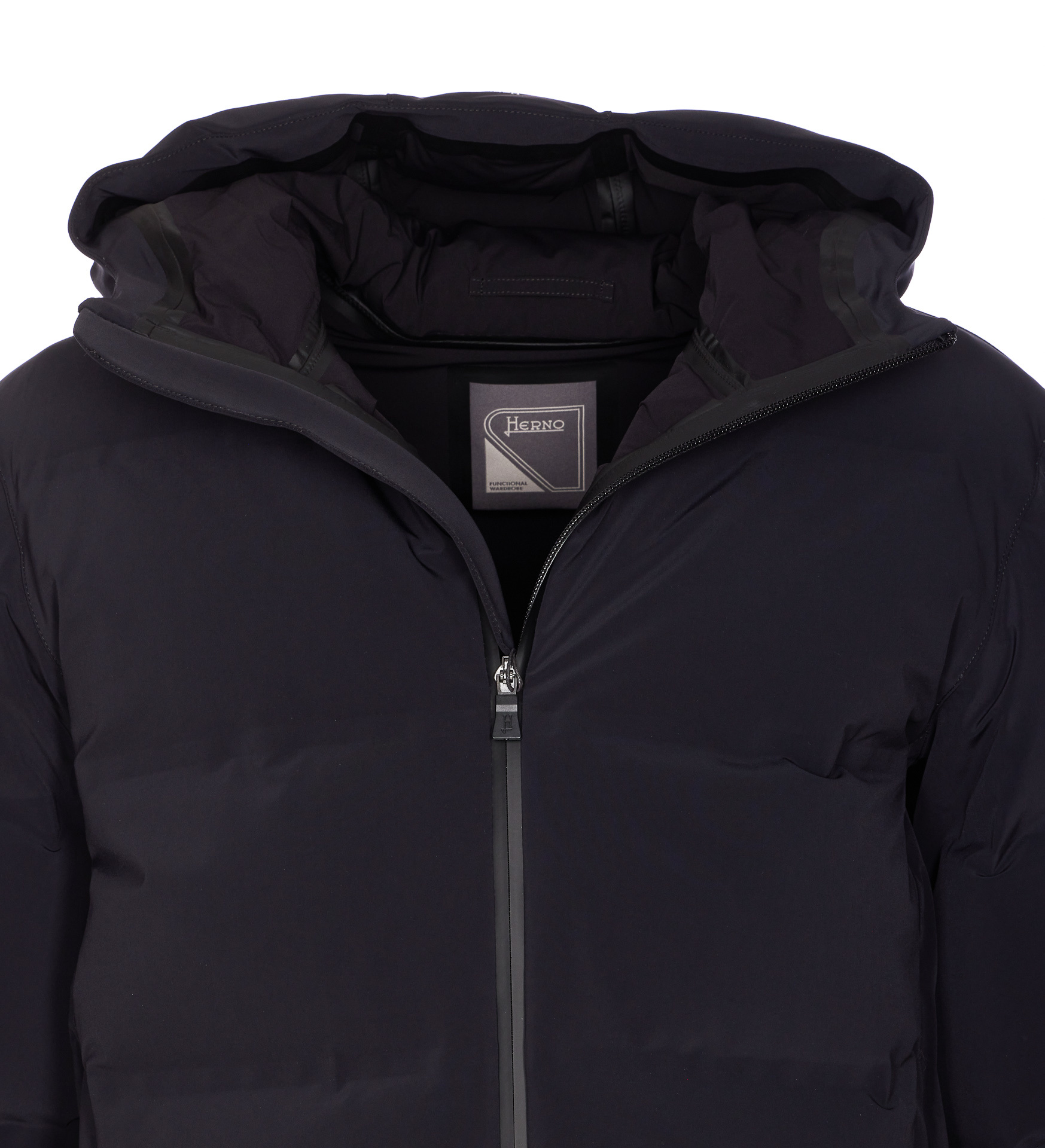 Herno Down Jacket With Hood And Quilted Pattern In Blue