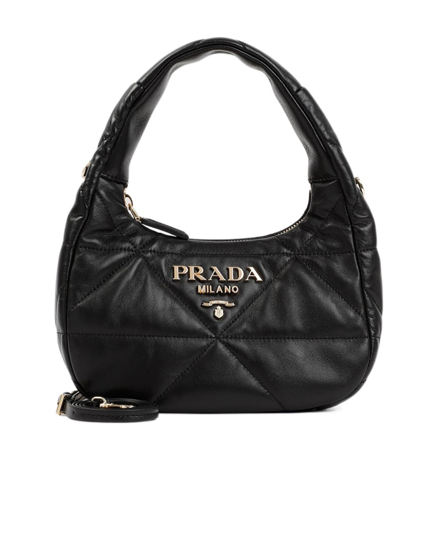 Prada Mini Quilted Leather Tote Bag In Black