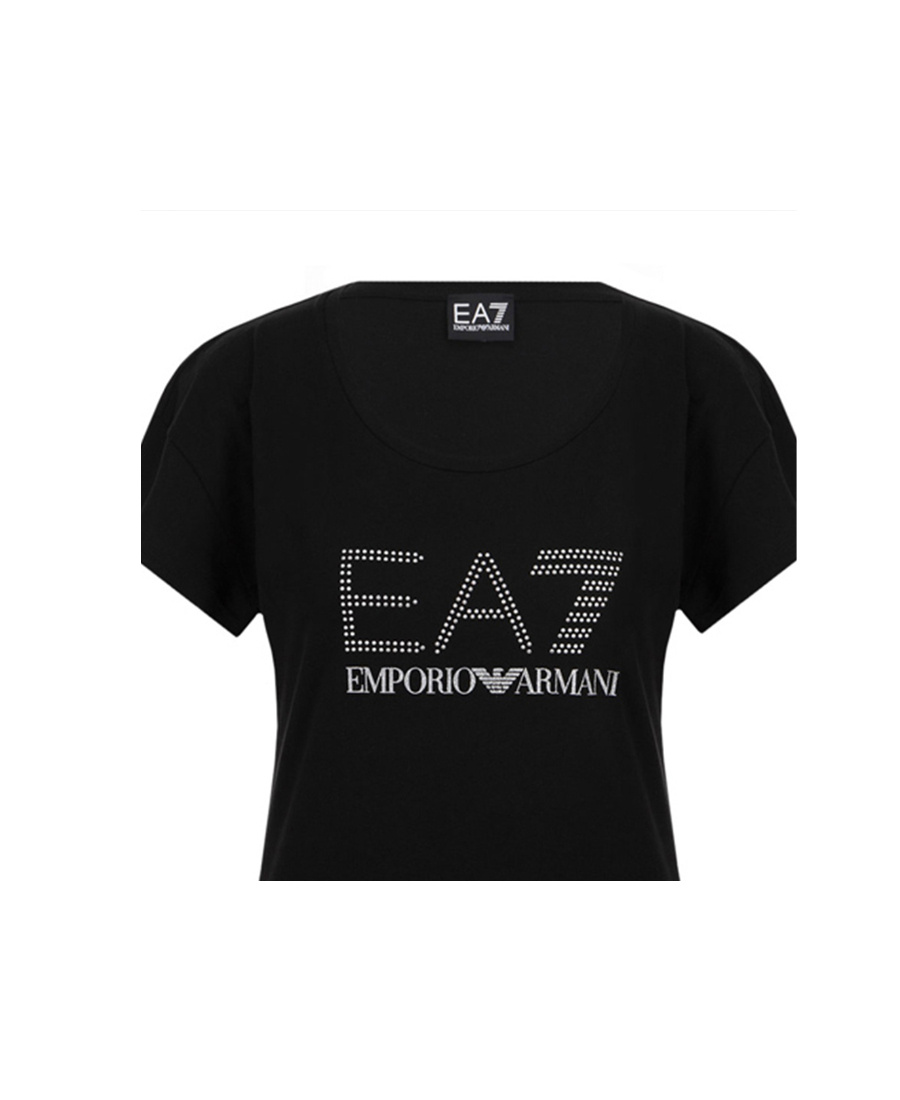 Ea7 T-shirt With Round Neck And Short Sleeves In Black