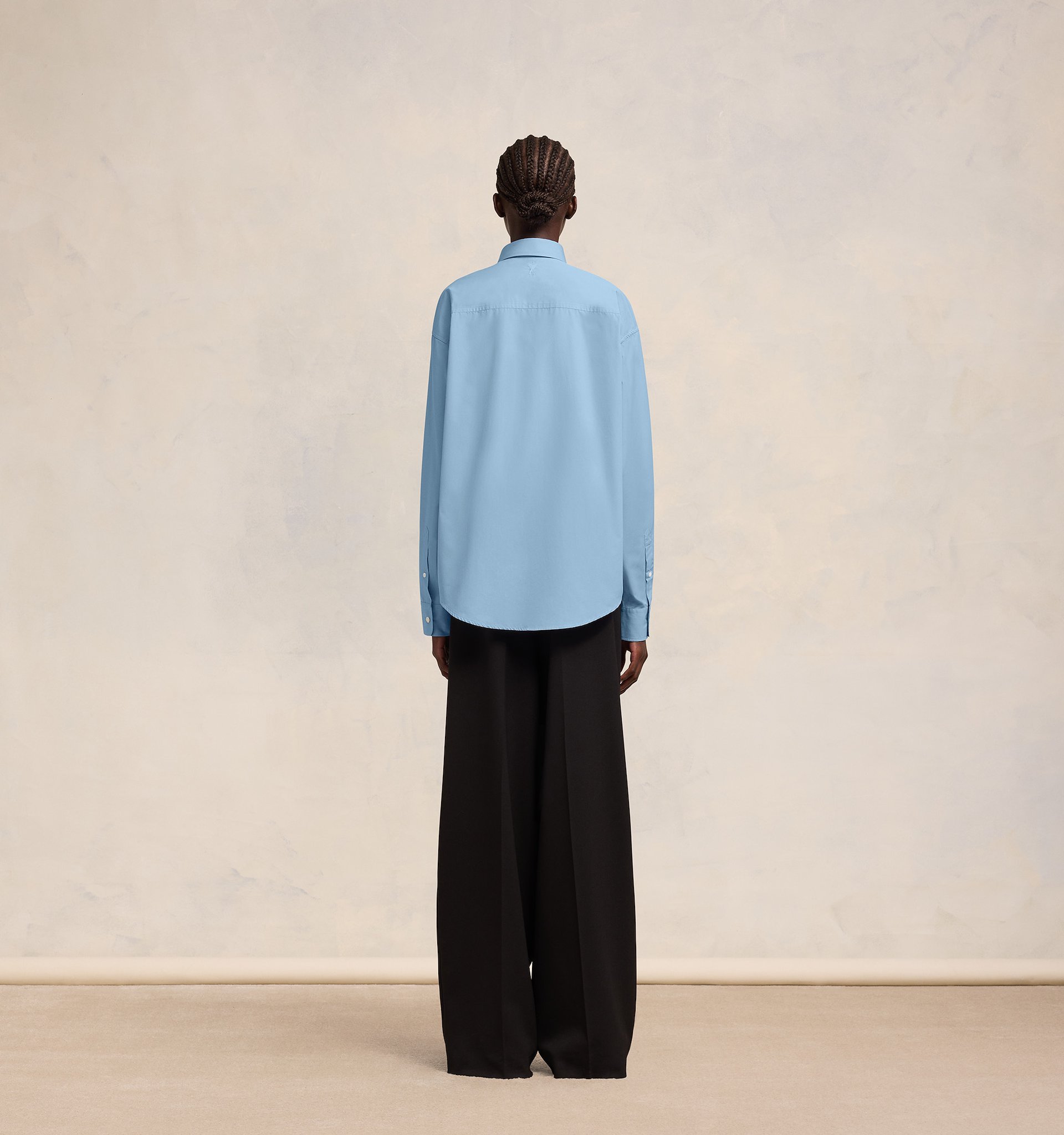 Ami Alexandre Mattiussi Ami Paris Ami De Coeur Logo Embroidered Long-sleeved Shirt In Blue