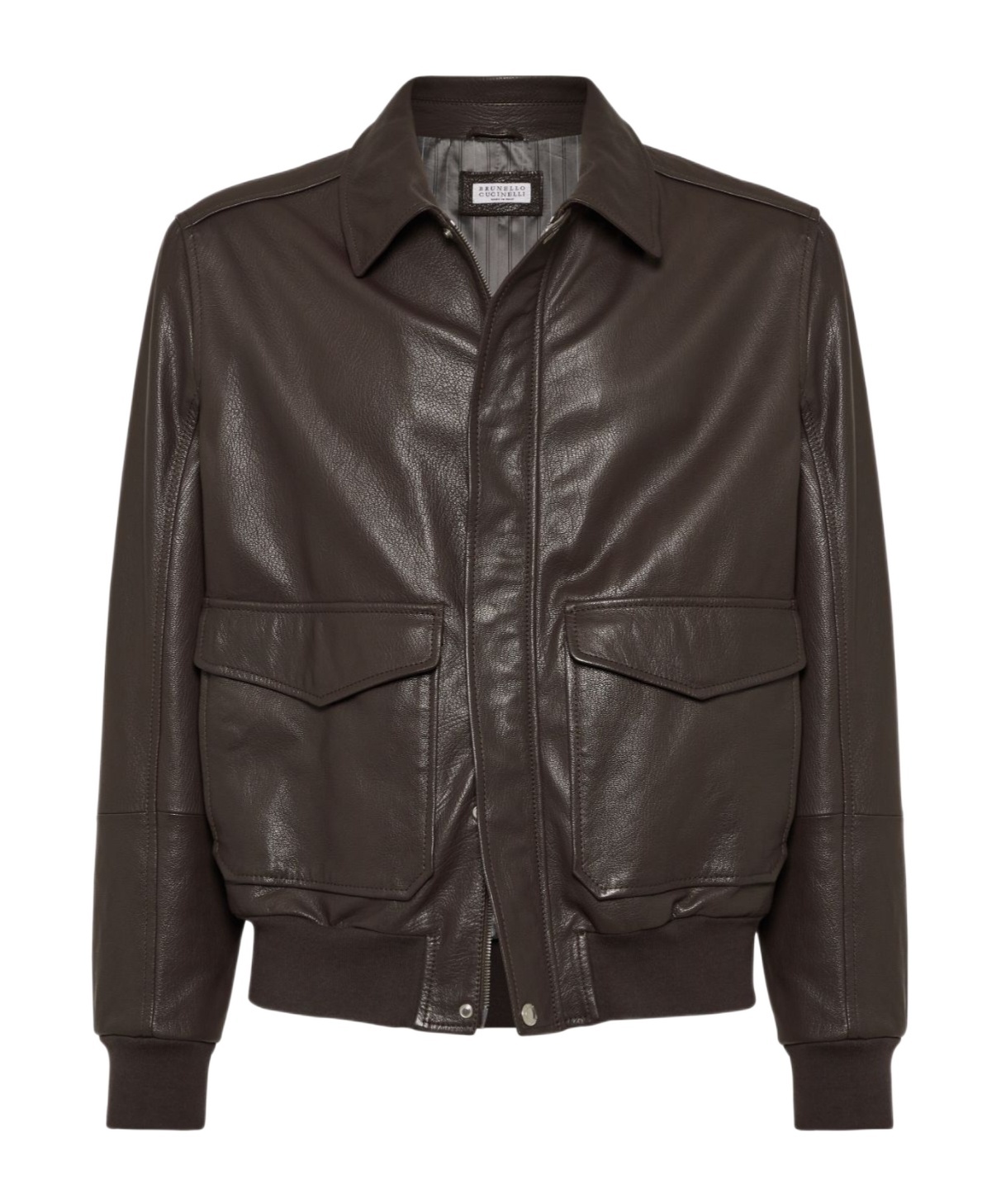 Brunello Cucinelli Men Leather Jacket In Black