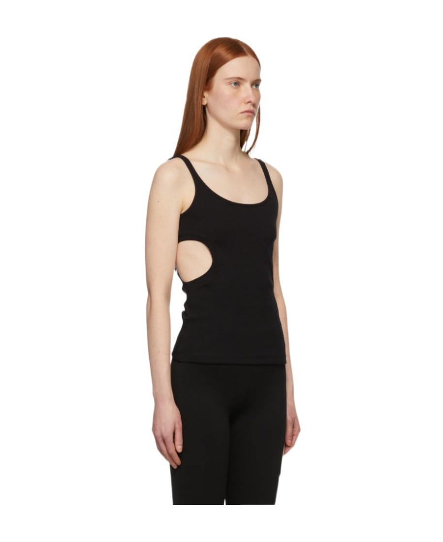 Off-white Ribbed Stretch Cotton Meteor Tank Top In Black
