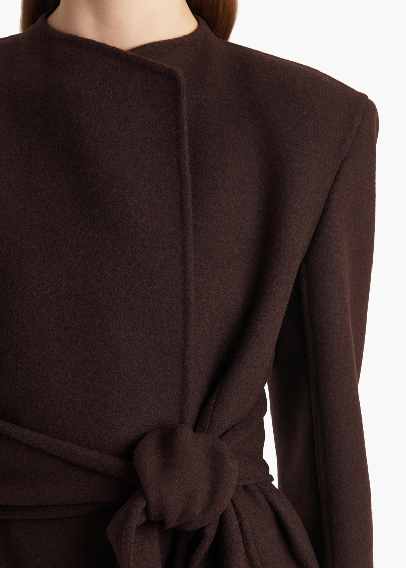 Khaite Belted Wrap Coat In Brown