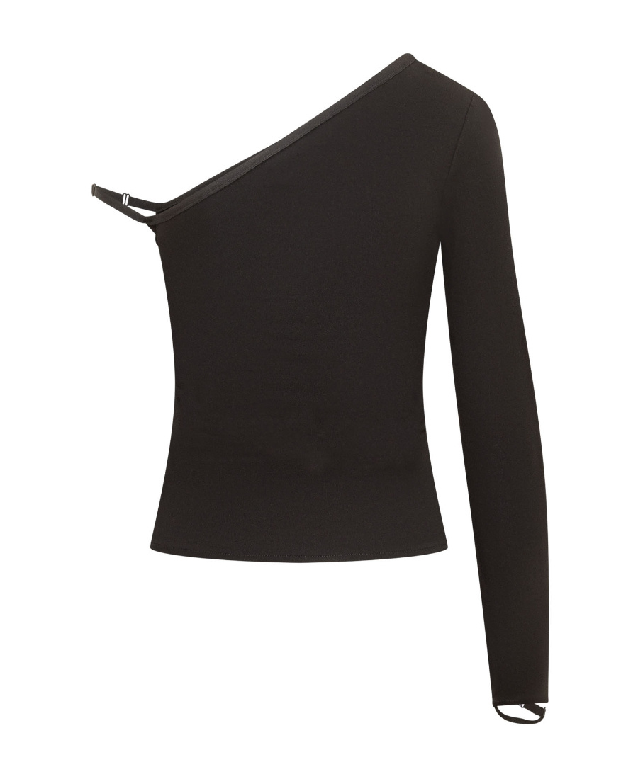 Shop Courrèges Logo-plaque Stretch Top In Black