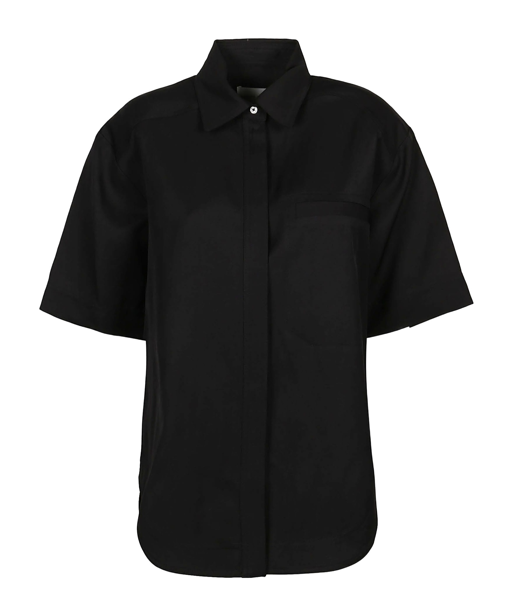 Shop Loulou Studio Canvas Short-sleeves Shirt In Black