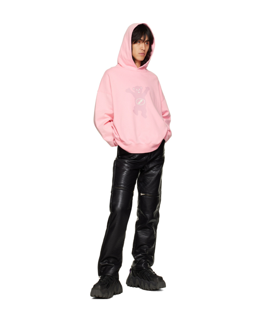 We11 Done Logo Print Cotton Hoodie In Pink