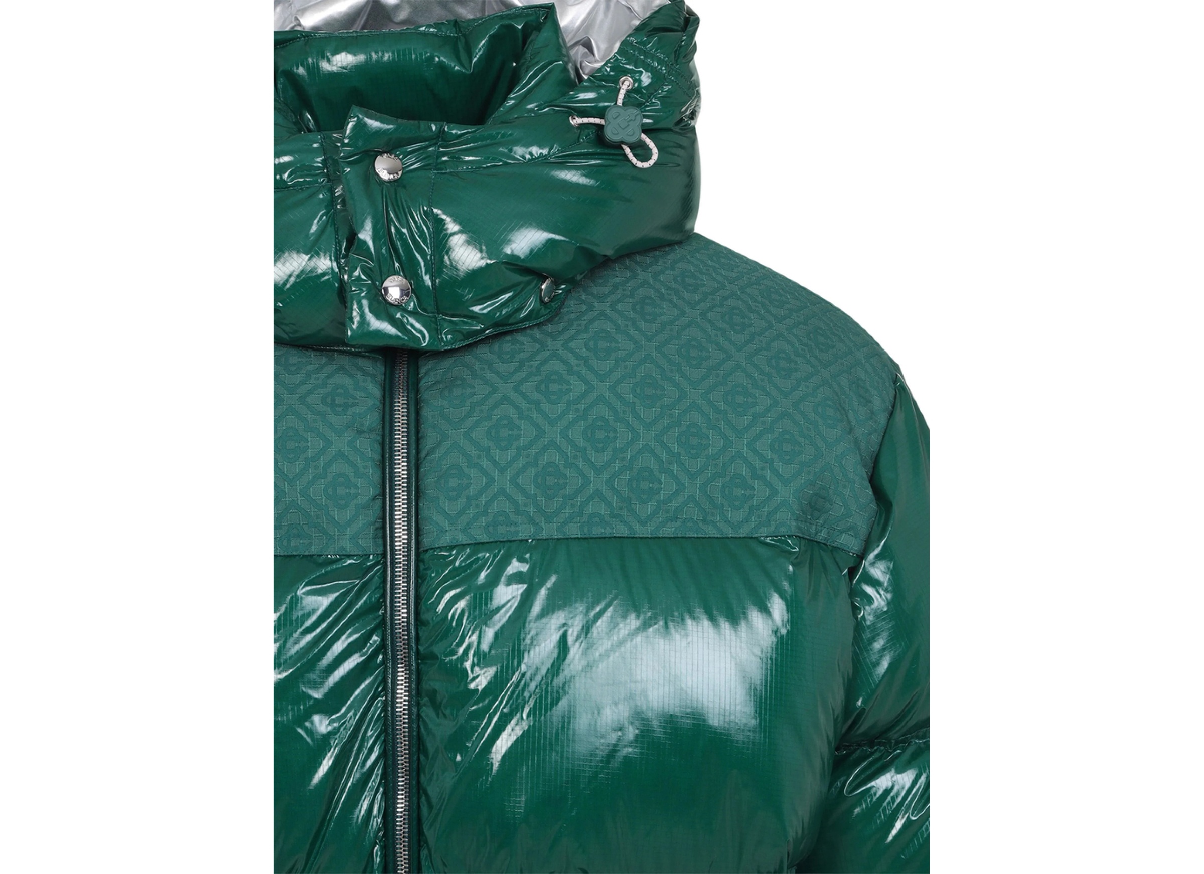 Casablanca Quilted Down-feather Jacket With Glossy Finish In Green