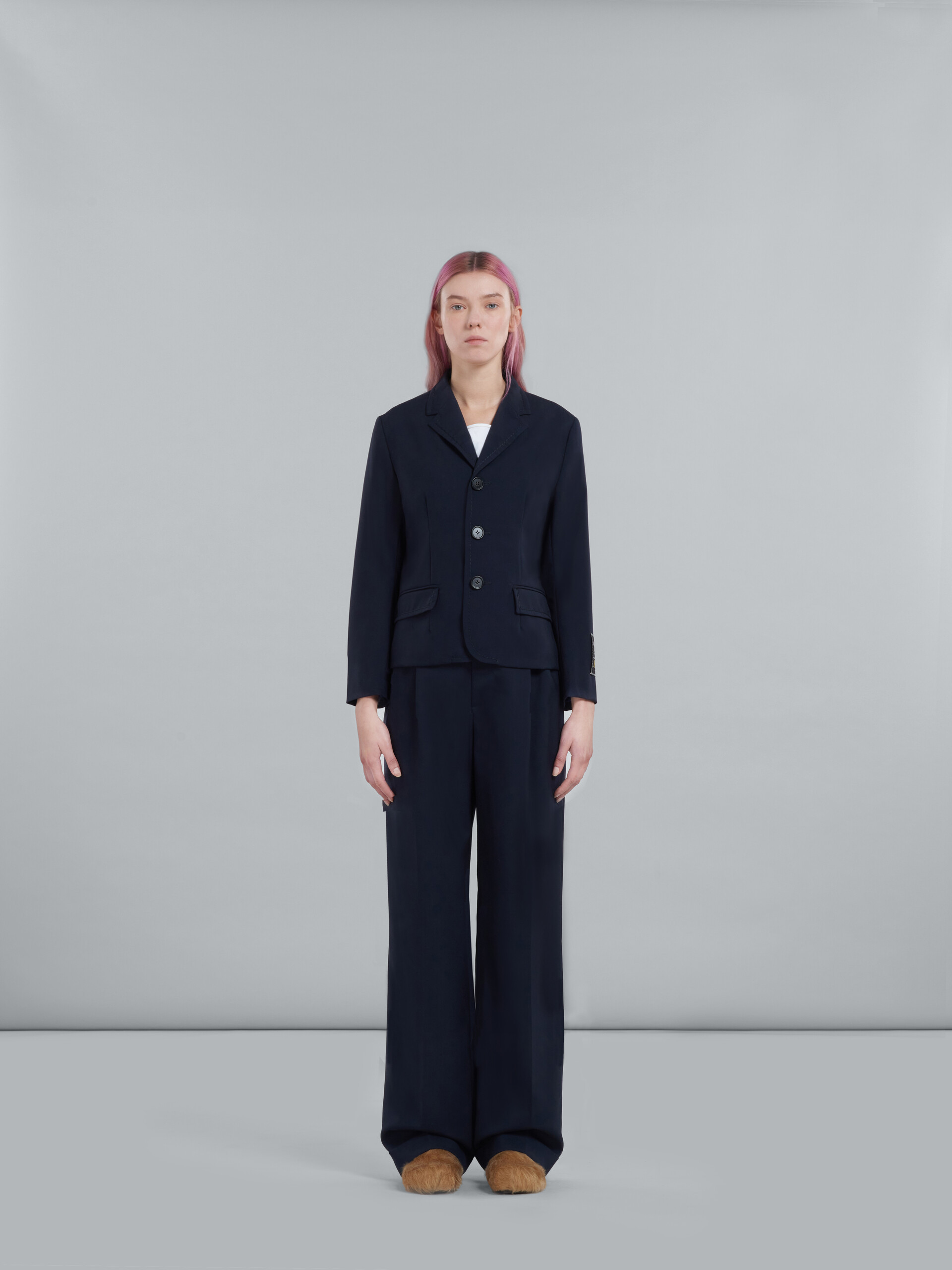 Marni Color-block Tailored Blazer With Classic Notch Lapel In Black