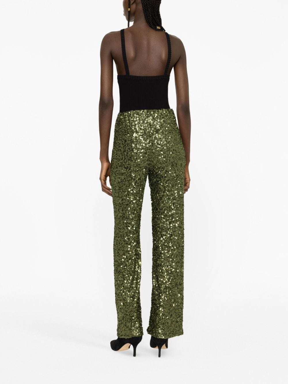P.a.r.o.s.h Straight-leg Sequin Trousers In Green