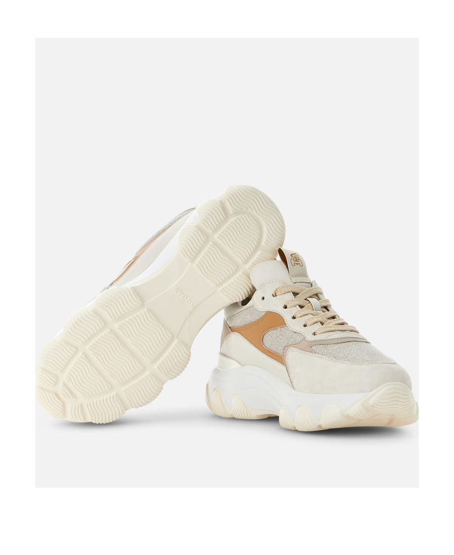 Hogan Hyperactive Panelled Suede Sneakers In White