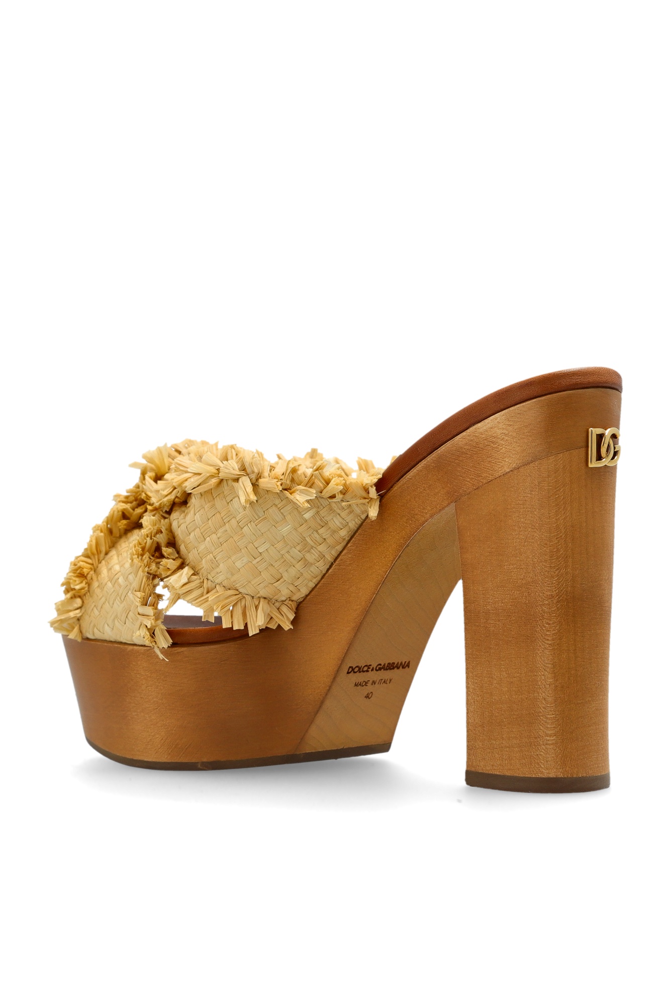Dolce & Gabbana Woven Raffia Platform Sandals