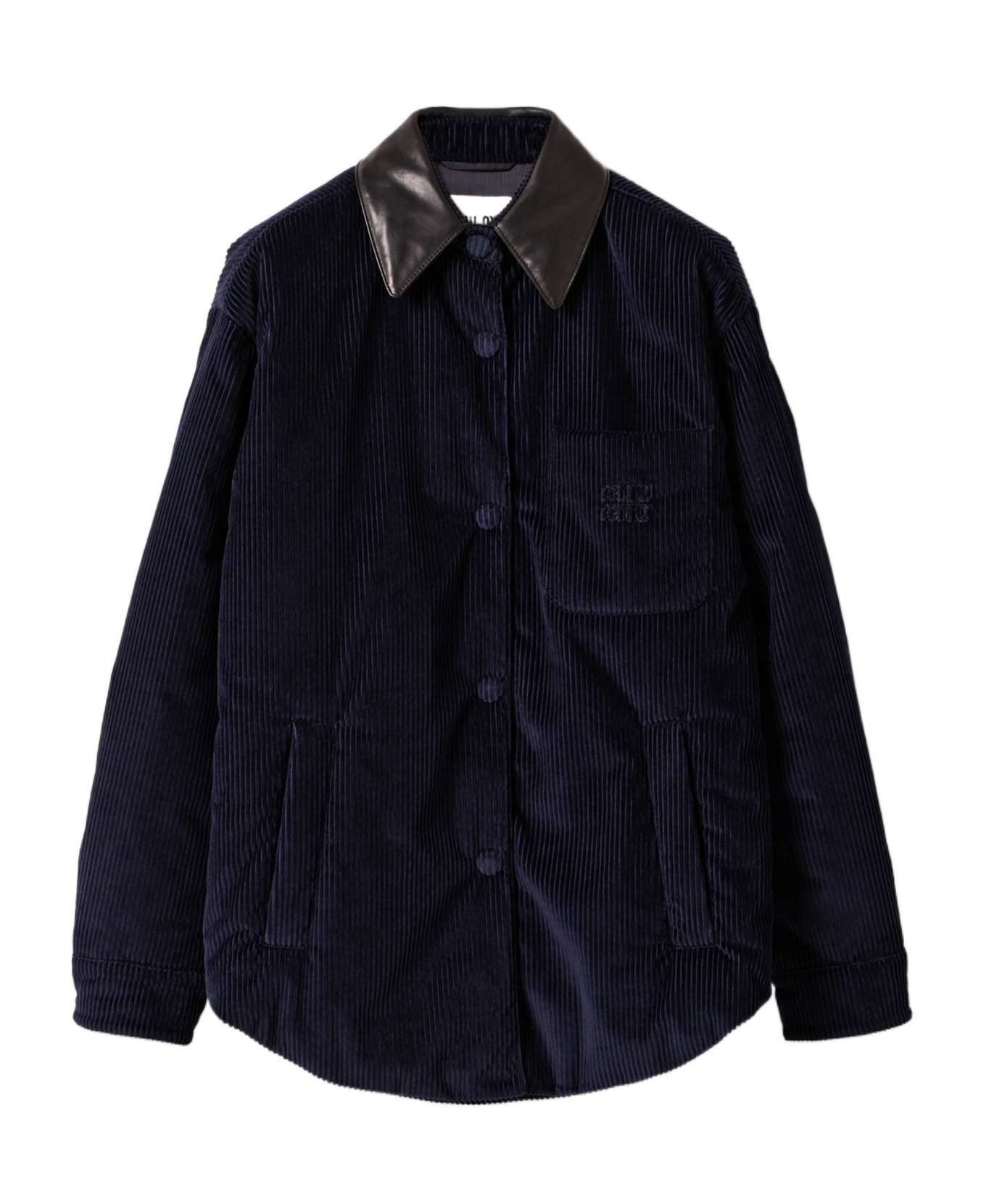 Miu Miu Corduroy Down Jacket In Blue