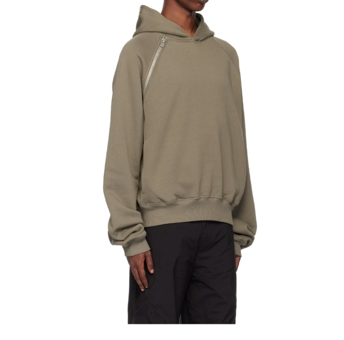 Heliot Emil Khaki Sequence Zip Hoodie In Gray