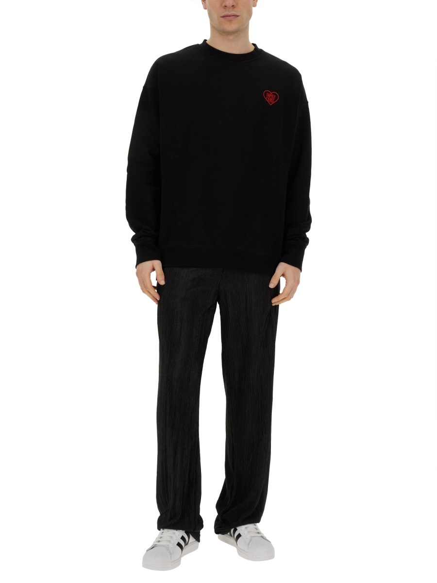 Family First Sweatshirt With Heart Embroidery In Black
