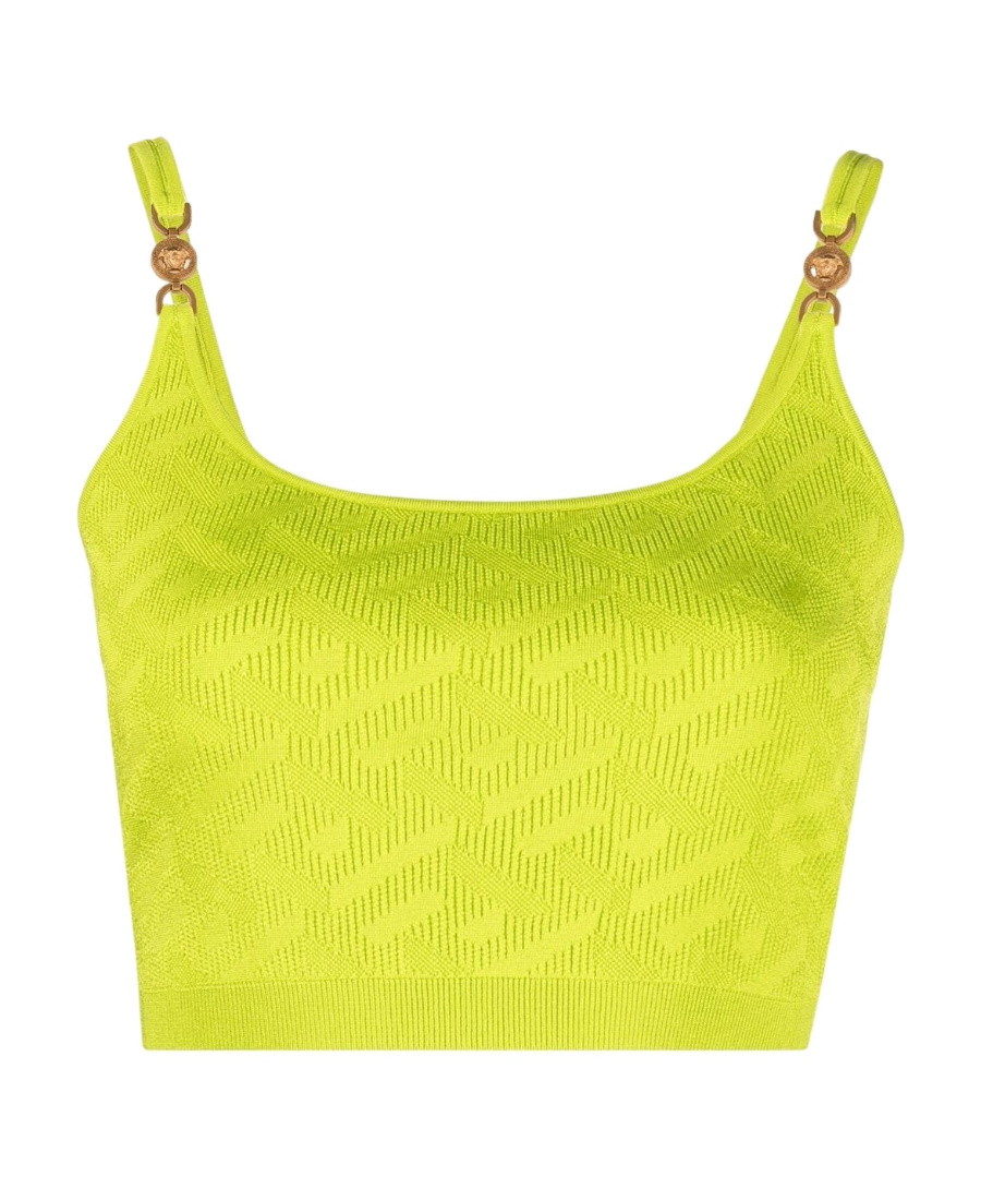Versace Medusa-motif Knitted Top In Yellow