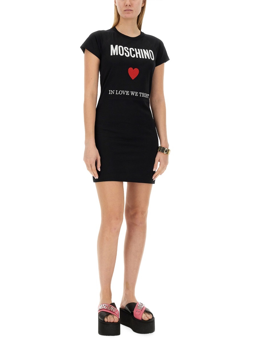 Moschino Dress With Logo In Black