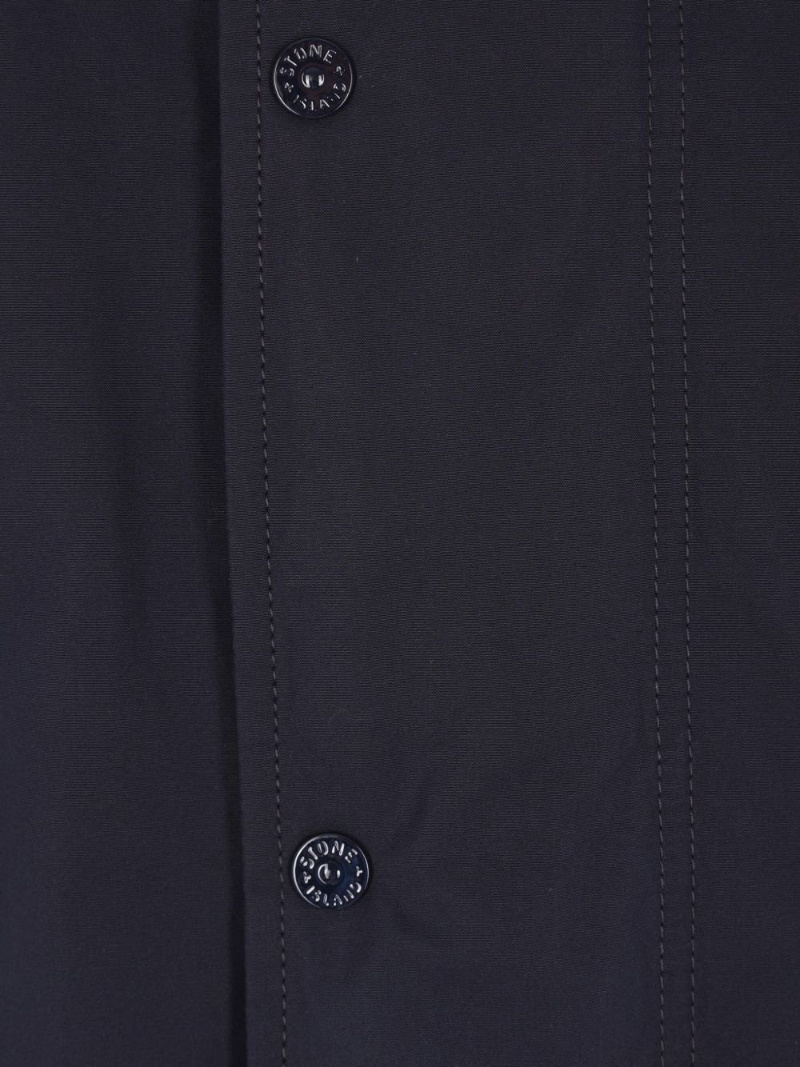 Stone Island Logo Patch Hooded Jacket In Blue