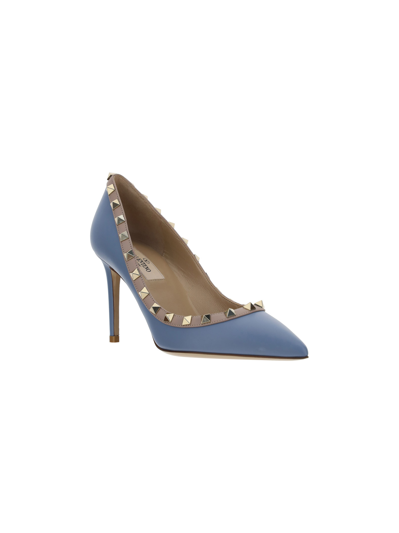 Valentino Garavani Rockstud Pointed-toe Pumps In Blue