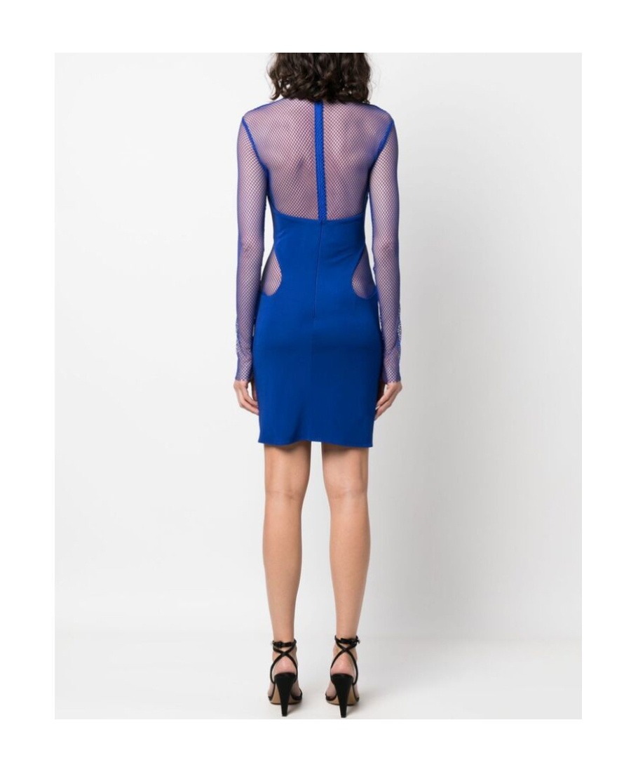 Tom Ford Crepe Mesh-panelling Mini Dress In Blue