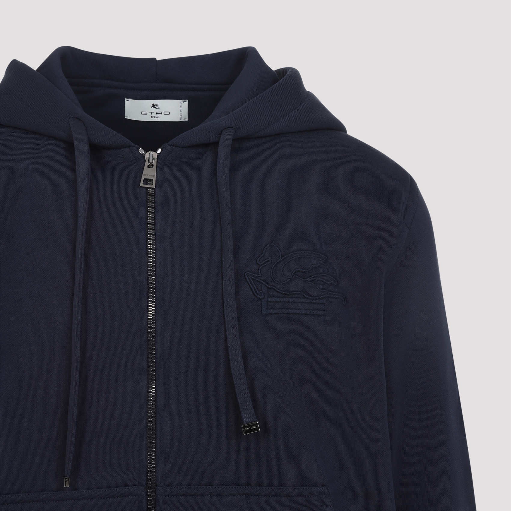 Etro Zipped Hoodie Sweatshirt In Blue