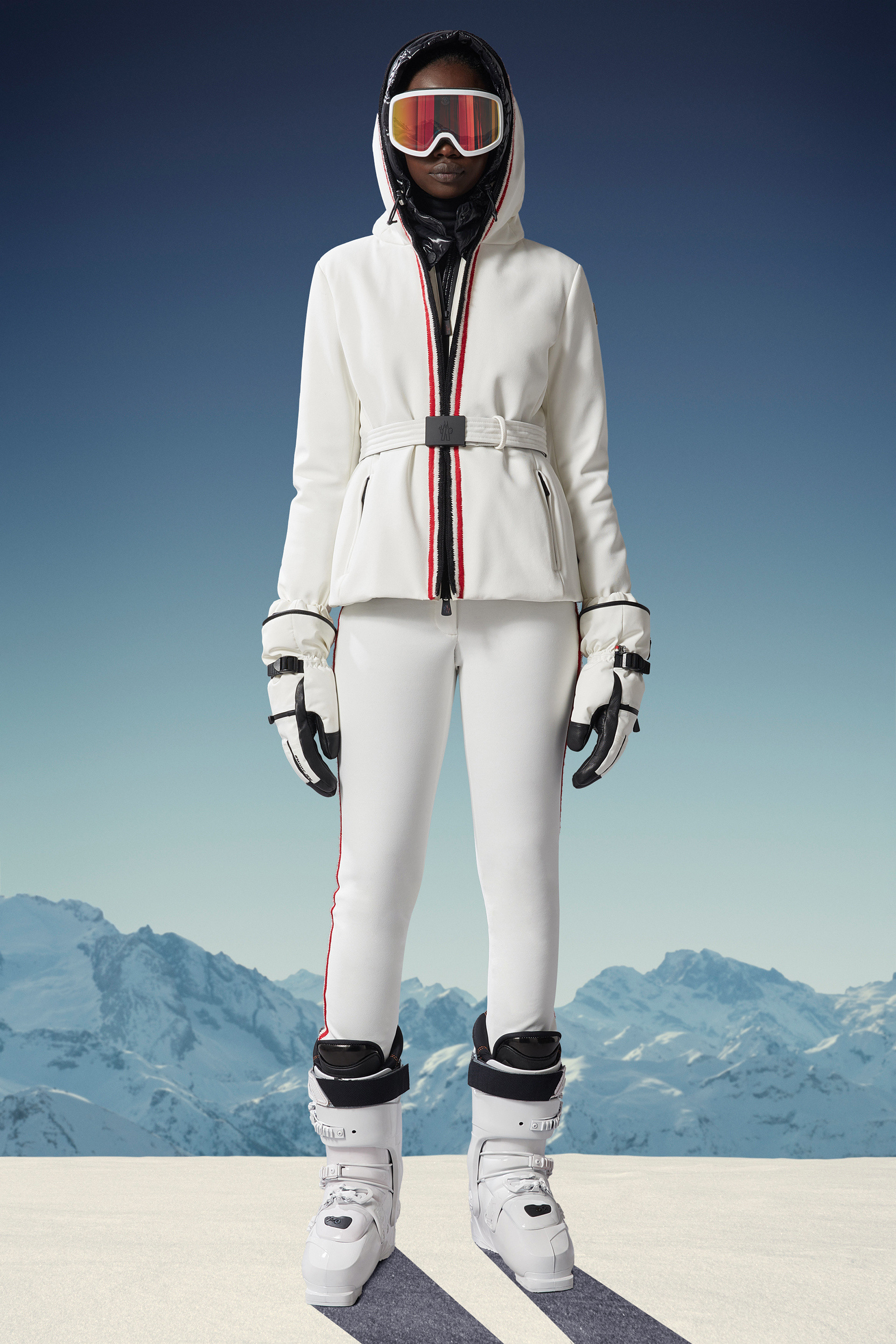 Moncler Side-stripe Slim-cut Trousers In White