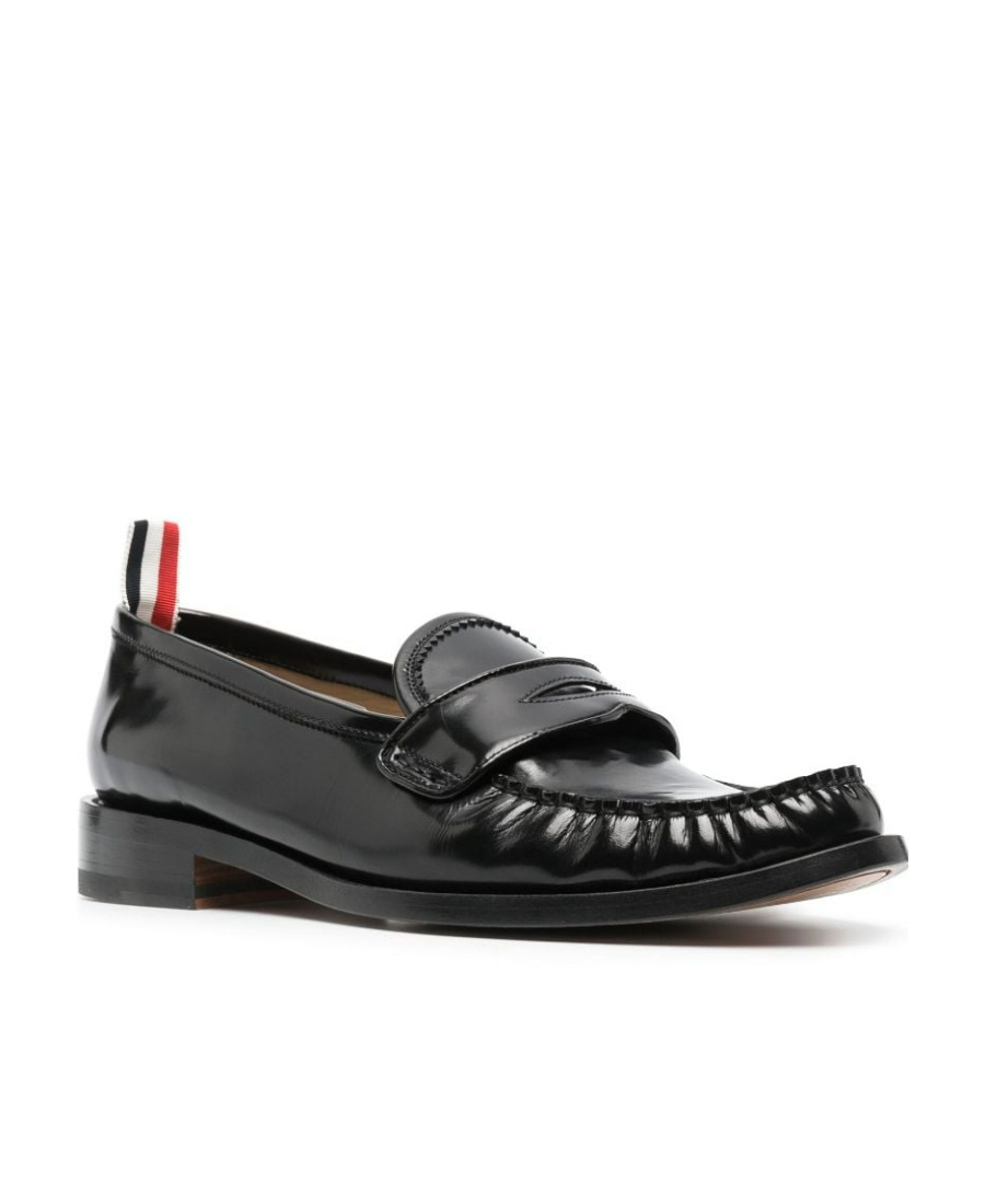 Thom Browne Varsity Patent-leather Penny Loafers In Black