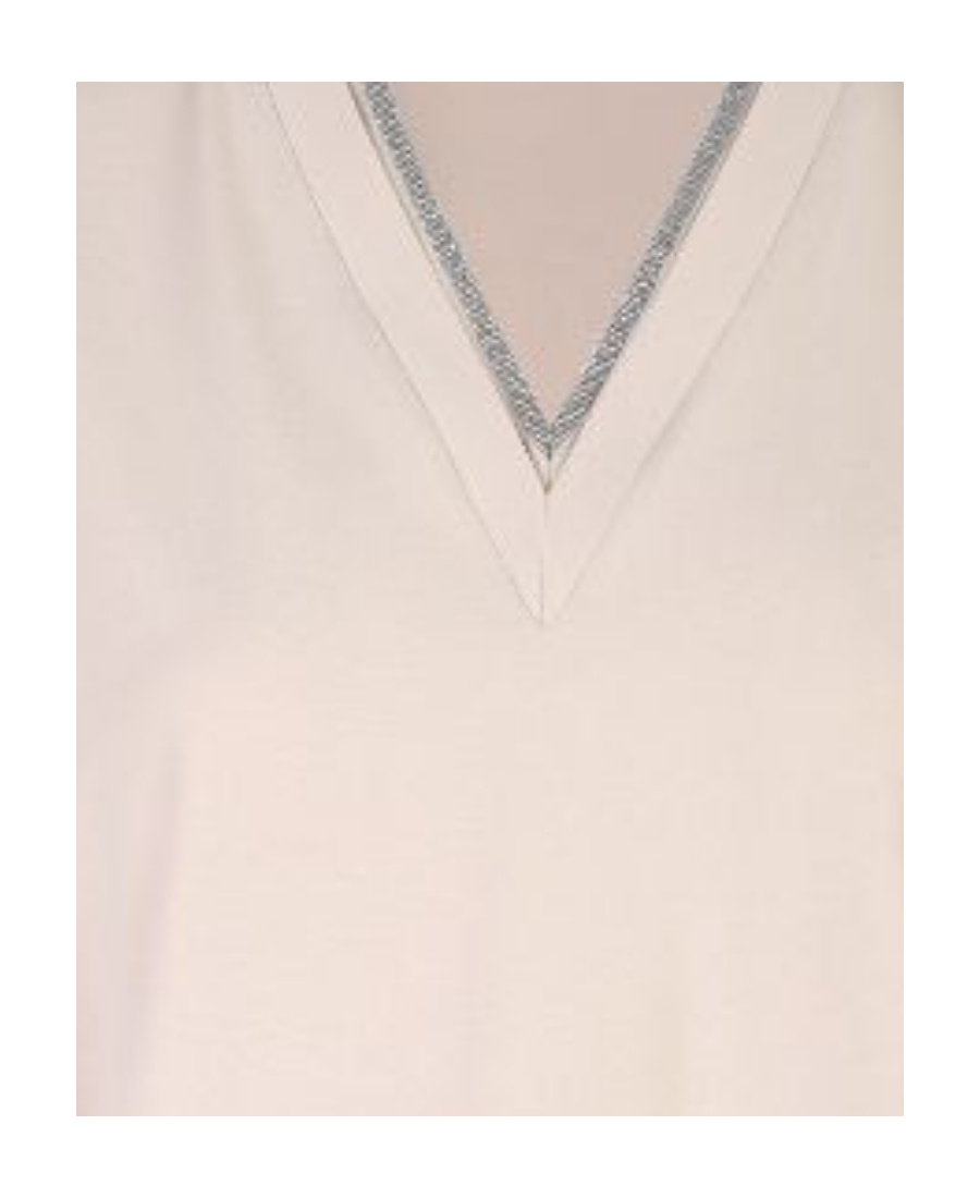 Brunello Cucinelli V-neck Stretch-cotton T-shirt In Nude