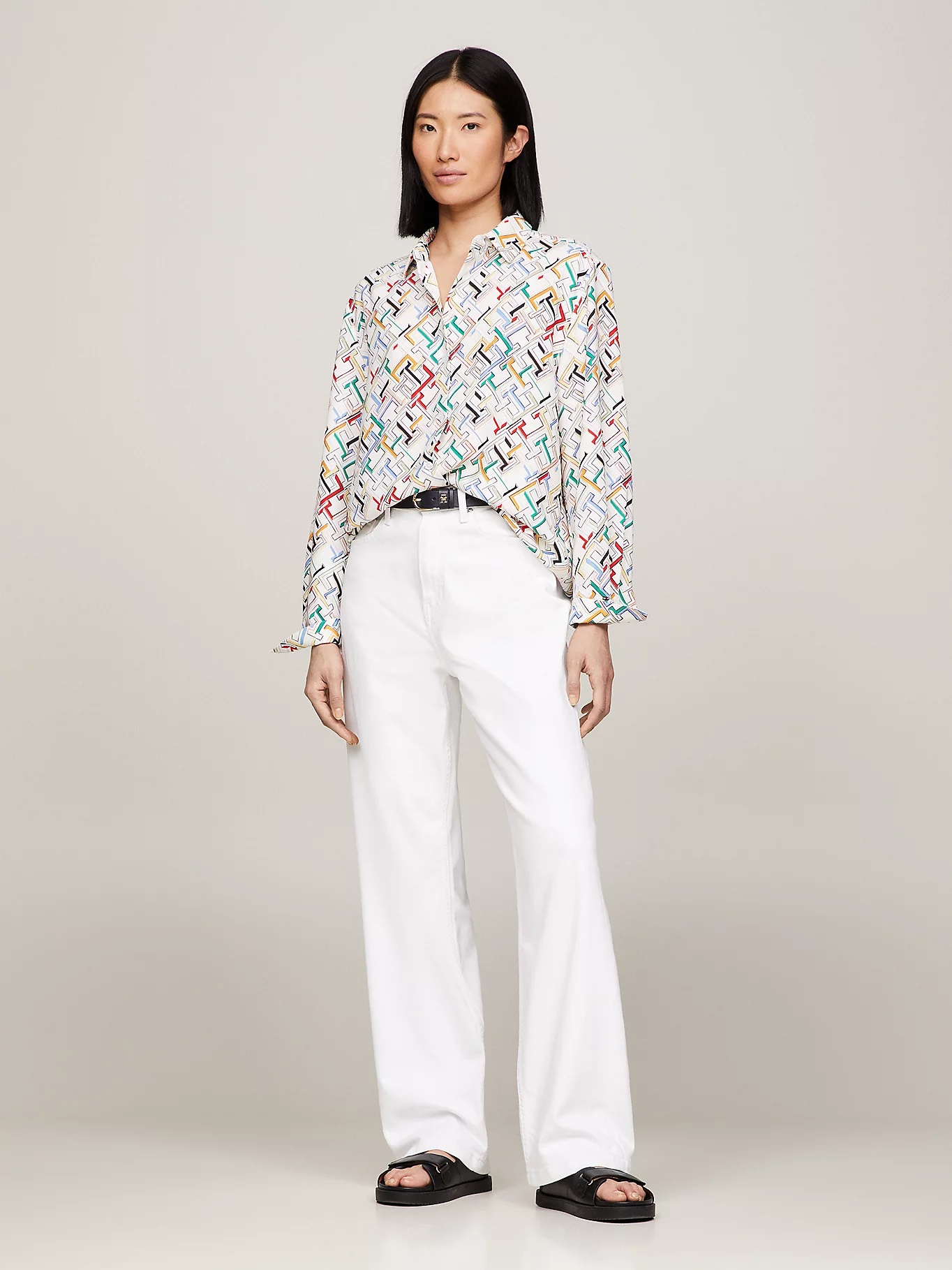 Tommy Hilfiger Monogram-pattern Shirt In White