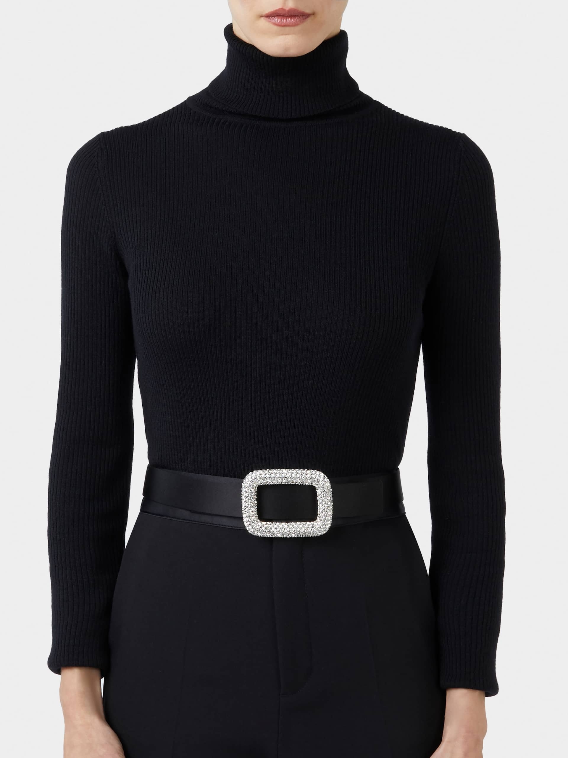 Roger Vivier Crystal Buckle Detail Belt In Black