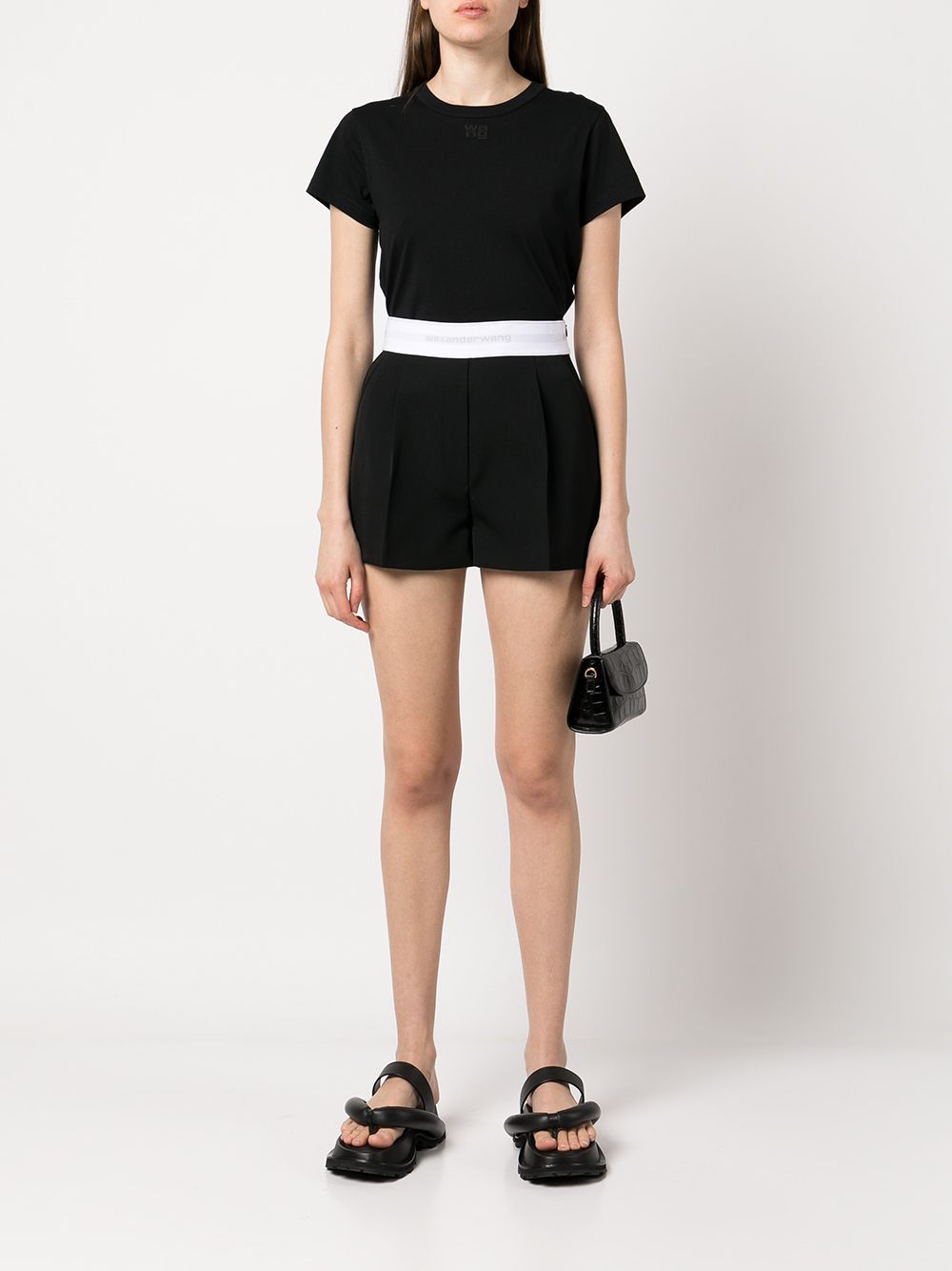 Alexander Wang Essential Jersey Shrunk Tee With Puff Logo And Bound Neck Clothing In Nero