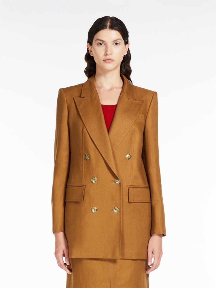 Max Mara Double-breasted Suit Jacket In Brown