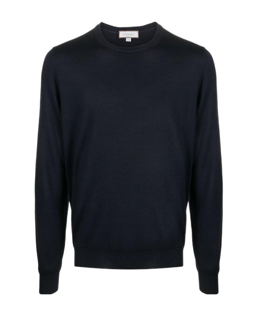 Canali Crew-neck Knitted Jumper In Black