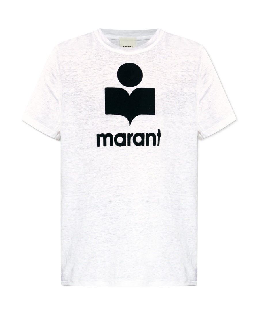 Isabel Marant Marant Karman T Shirt With Flocked Logo In White