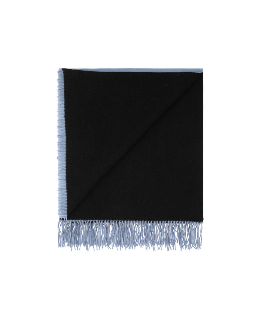 Prada Logo Fringed Scarf In Blue