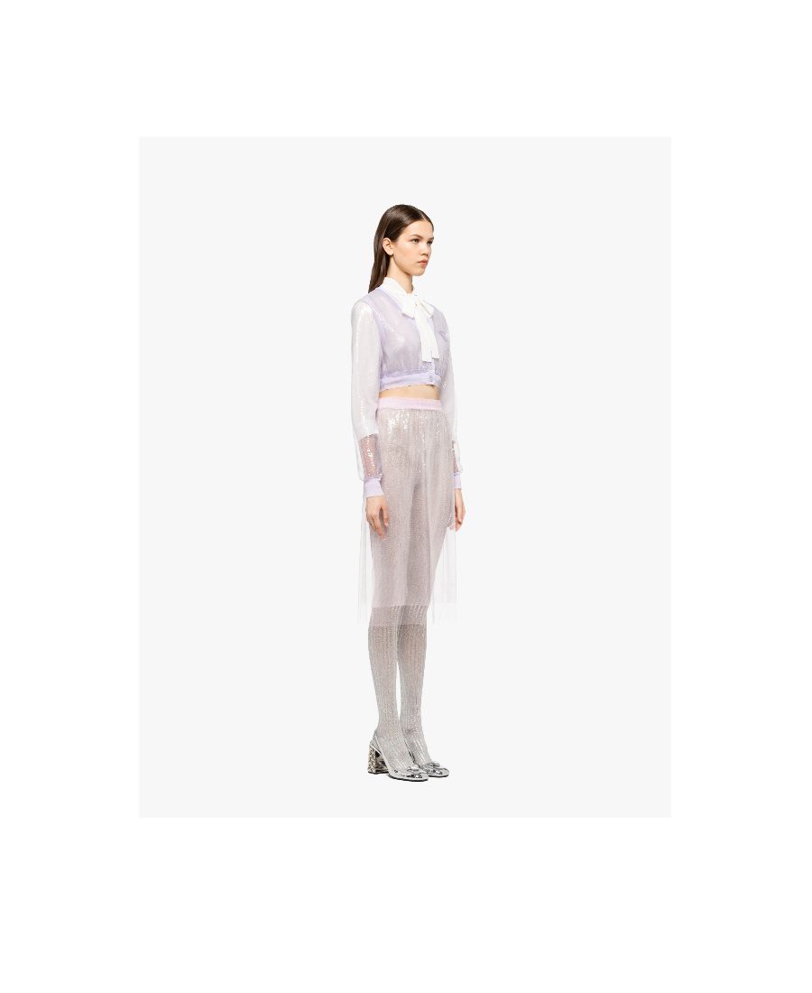 Prada Cropped Sequin-embroidered Cardigan In Purple