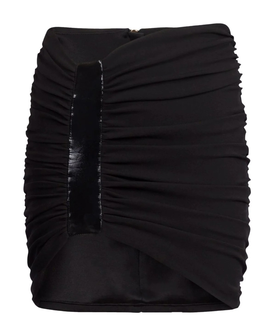 Balmain Asymmetric High Waist Gathered Skirt In Black