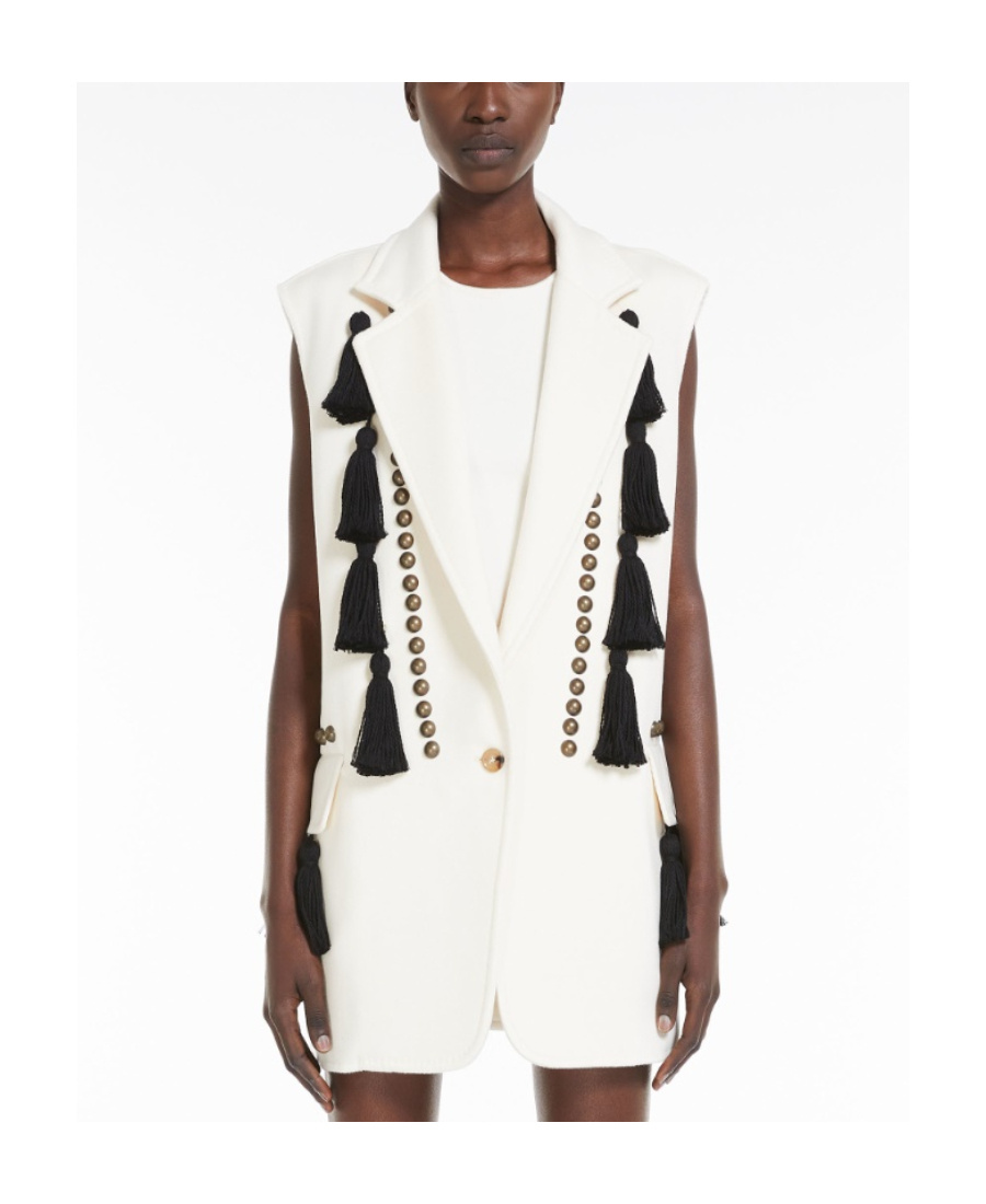 Max Mara Waistcoat With Tassel Embellishments And Notched Lapel In Gray