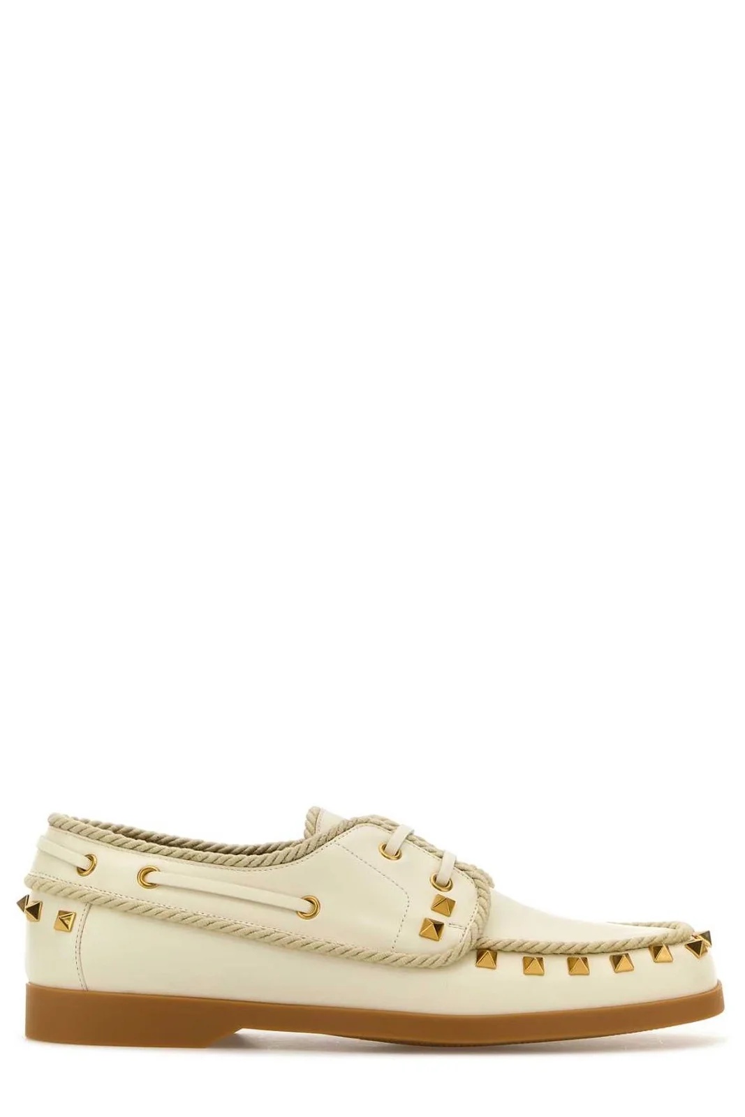 Valentino Ivory Leather Lace-up Shoes In Multi