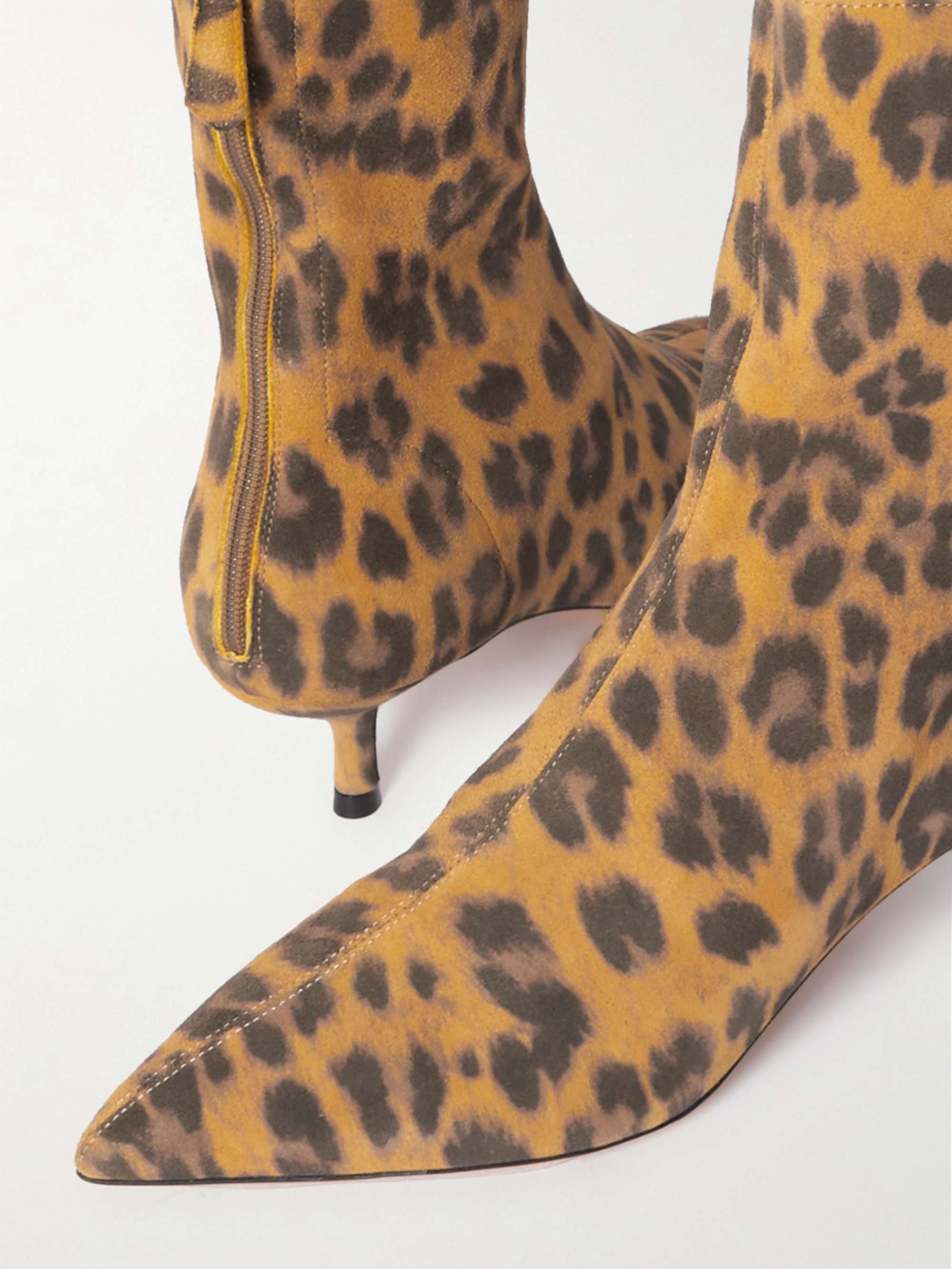 Aquazzura Montmartre 50 Leopard-print Suede Ankle Boots In Brown
