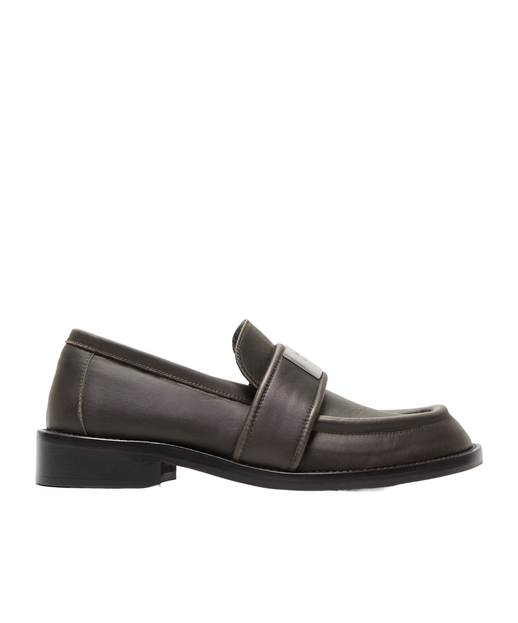 Acne Studios Brushed Nylon Loafers Silver Detail In Black