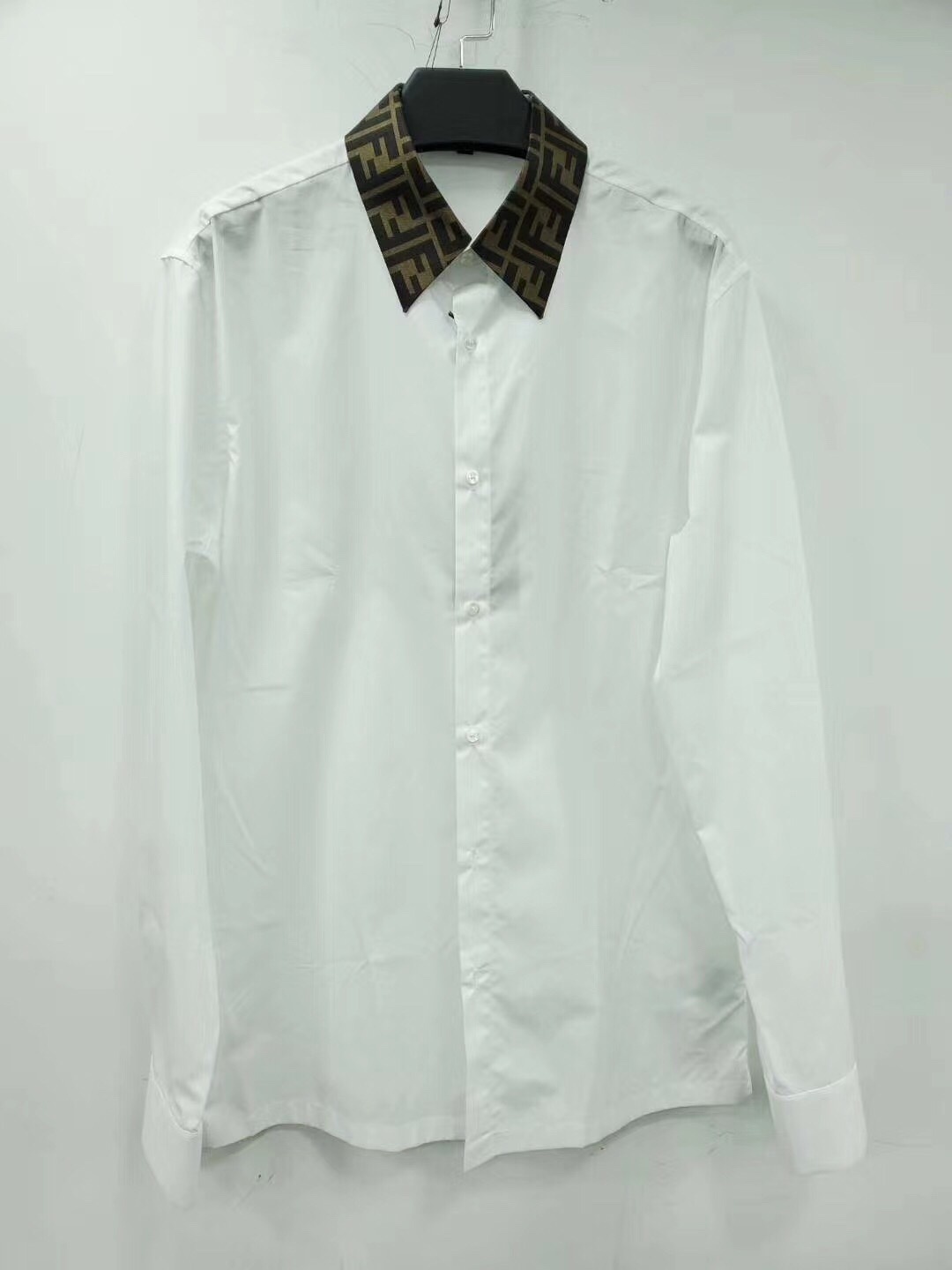Fendi Logo Collar Tailored Shirt In White