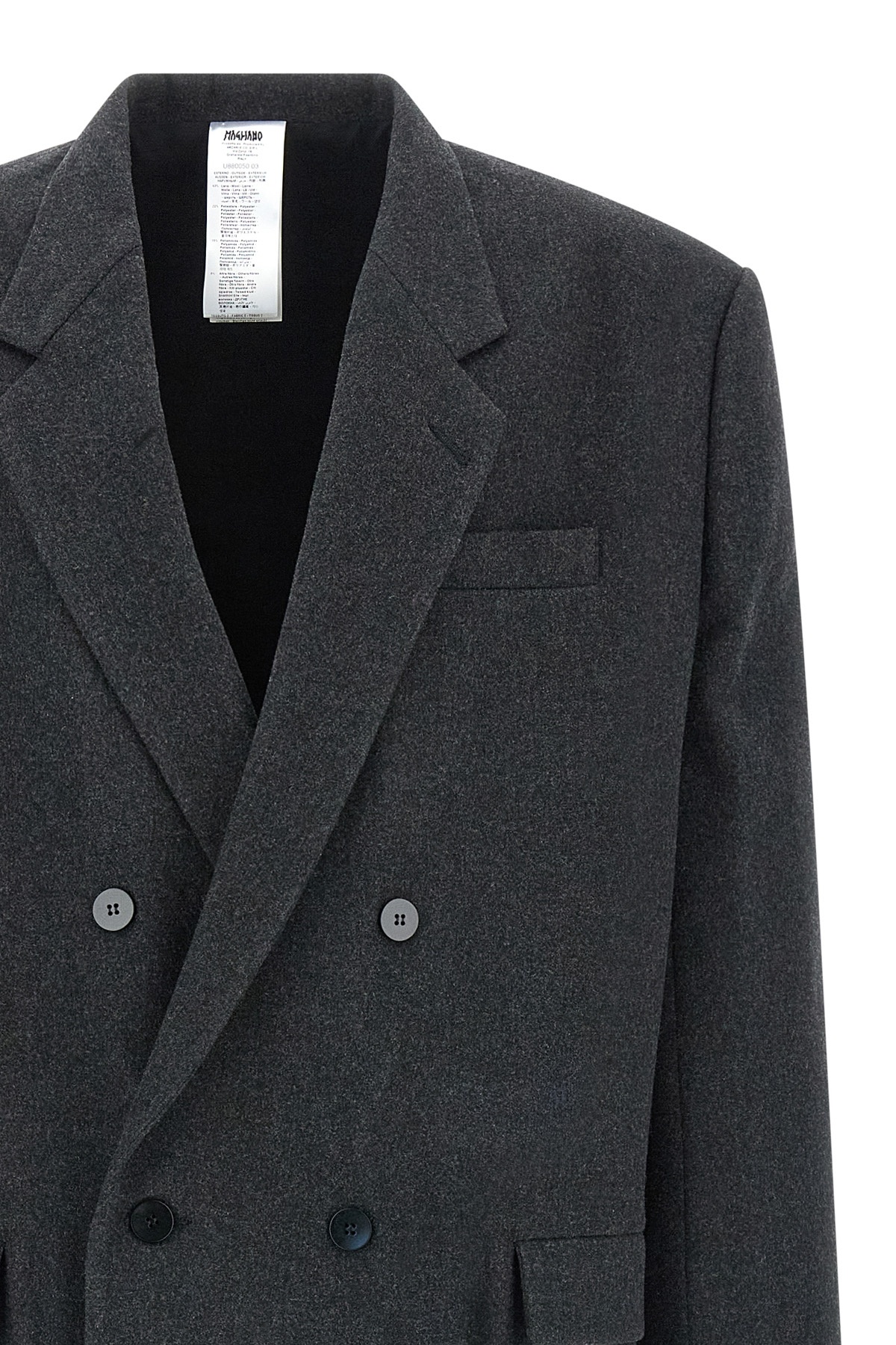 Magliano Double Breasted Coat Notched Lapels In Black