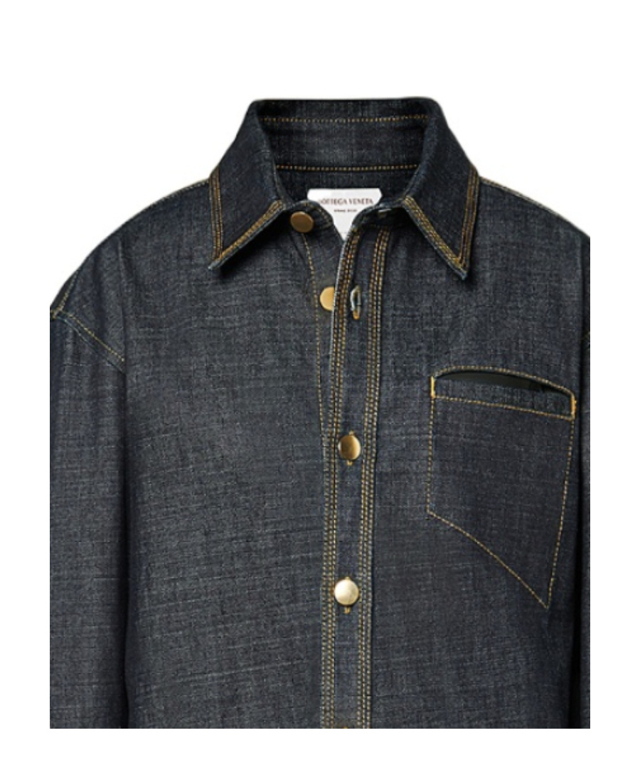 Bottega Veneta Long-sleeved Denim Shirt In Blue
